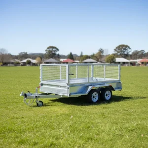 Australian Dual-axle Hydraulic Agricultural Box Trailer 12*6 Hot-dip Galvanized Tandem Box Trailer for Cargo Transport With Cage
