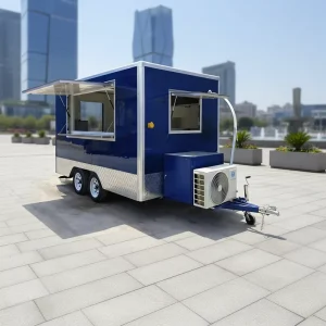 BBQ Fast Food Trailer Mobile Food Truck Street Vending Catering Cart Pizza Camping Concession Towable Rust Resistant GPS