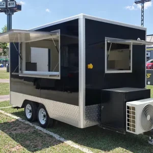 BBQ Food Truck Snack Fast Food Towable Food Trailer Fully Equipped Stainless Steel 4 Wheel Multifunctional GPS Tracking Rust
