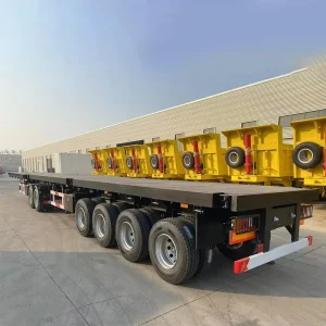 Brand New Factory Price 4 Axle Flatbed Trailers Flat Container Trailer 40ft 100 Tons Flat-bed Semi-Trailer