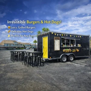 Burger Drivable Food Truck Coffee Van Food Stand Mobile Shop Fully Equipped Aluminum Fiberglass Frame Rust Resistant