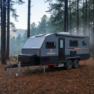 CAMPTRL Commercial Grade Travel Trailer Sturdy Towable Camper RV Caravan for Camping Park Resort Rental Business Group Camping