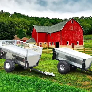 CE Certified Steel Poly ATV Dump Trailer with 540kg Payload Double Wheels 2700x1000x945mm Size Lawn Cart & Garden Use