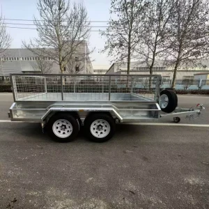 CE DOT EEC Certified Double Axle Galvanized Utility Cargo Trailer With Detachable High Mesh Cage for Farm Construction Transport