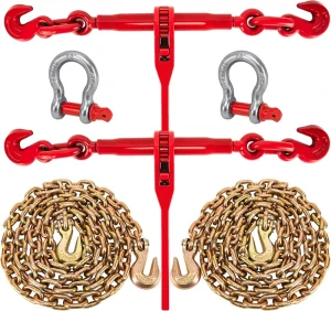 CE ISO Certified 3/8″ 5/16″ G70 Yellow Galvanized Truck Transport Towing Binder Chain With Grab Hooks