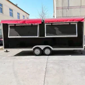 Certified Square Concession Food Trailer Fully Equipped Stainless Steel Mobile Kitchen Food Truck for USA Street Vendor