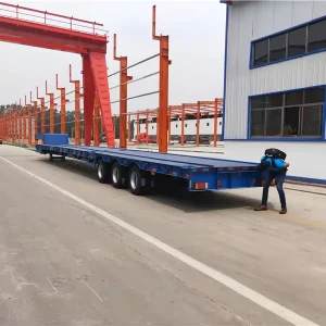 China 120 Tons Steel Folding Gooseneck Low Bed Semi Trailer 3 Axles Truck Trailer