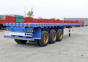 China 3 axle 20 foot and 40 foot Container Trailer Cargo Flatbed Semi trailer with Container Lock