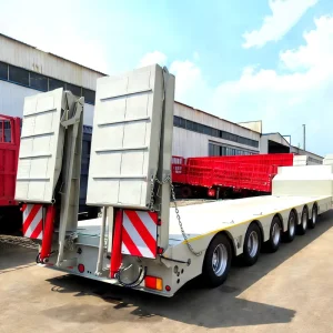 China 6 Axle Low Bed Trailer Low Center of Gravity 15m Low Bed Truck Trailer