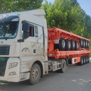 China 80 Tons Four axle Container Flatbed Trailer Special Transport Vehicle