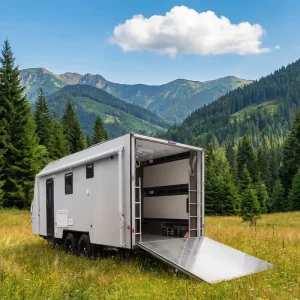 China Customized RV Motorhome with LED Lights 4 Person Travel Trailer for Family Caravan and Toy Hauler