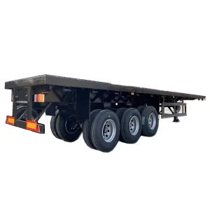 China Export 20FT 40FT Container Semi Trailer 3 Axle Interlink Flatbed Semi Truck Trailers