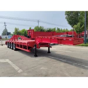 China Factory 100T Gooseneck Trailer Lowboy Trailer 4 Axle Low Bed Trailer Flat Bed Trailers Truck Trailers for Equipment