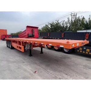 China Factory 3 Axle 40 Feet Semi Trailer Cargo Flatbed Semi Trailer Flatbed Container Trailer