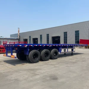 China Factory 40ft 3 Axle Heavy Load High Capacity Flatbed Dump Semi Trailer with Steel Deck for Container Transport Sale