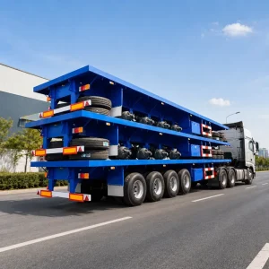 China Factory Low Flatbed Semi trailer Lowbed Container Semi Trailer Semi Truck Trailer for Sale