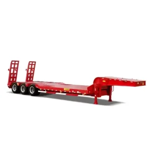 China Heavy Duty 80 Ton 3 Axle Low Bed Semi Trailer Lowboy Trailer with Truck Transportation