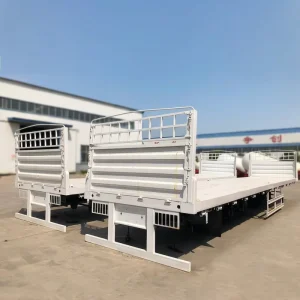 China Made 3 Axle 40ft Flatbed Semi Trailer High Strength Steel Flat Bed Truck Trailer for Container and Cargo Transport