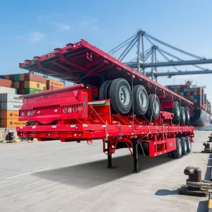 China-Made Container Transport 3-axis Flatbed Semi Trailer Heavy Duty Cargo Logistics Freight Shipping