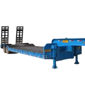China Manufacturer 3 Axles Steel Lowbed Semi Trailer for Transporting 60T Heavy Duty Machine