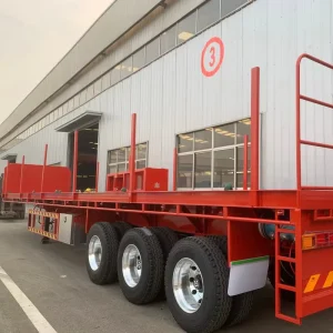 China Multi Purpose Customized 3 Axles 4 Axles 40 45ft Steel Flatbed Container Semi Trailer with 40 80Ton Load Capacity