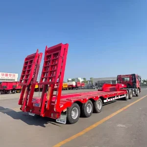 China Top Manufacturer 4 Axle Heavy Duty 100 Ton Lowbed Semi Trailer Truck Trailer Heavy Duty Lowboy Semi Trailer for Sale
