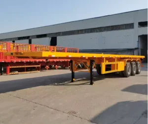 China Truck Trailer Flatbed Trailer 3 Axles 60tons Container Carrier Used Truck Flatbed Semi Trailer for Sale