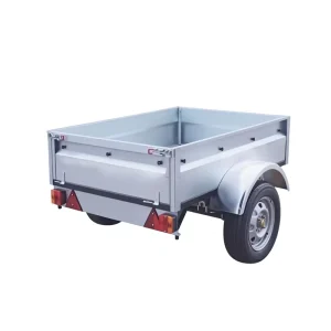 Chinese Double Axle Galvanized Steel Plate Powder Coated Box Type Trailer 165/70 R13 Wheel 500kg Capacity