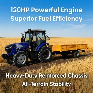 Chinese Factory Price 120HP 4WD Small Wheel Tractor with Trailer Agriculture Equipment Tractor Trailer Set