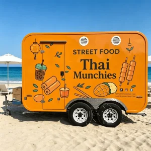 Chinese Mobile Food Catering Trucks Kitchen Trailer With 4 Wheels Special Shape Modern Mobile Food Cart