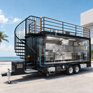 Coffee Shop 2 Story Mobile Bar Trailer Food Caravan Large Double Decker Food Truck with Full Kitchen