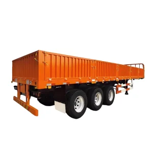 Color Customized 3 Axle Max Loading 60 Ton Steel Utility Trailer Cargo Trailer with Side Wall Semi Trailer Design
