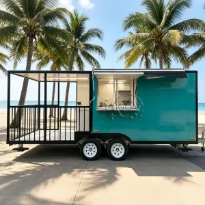 Commercial Food Trailer Crepe Dessert Cart Coffee Truck with Bakery Case Vintage Custom Mobile Food Trailer for Street Legal