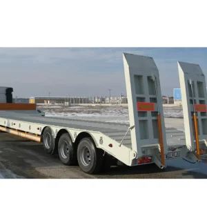 Commercial Truck Trailers Steel Lowbed Semi Trailer with Drop Deck Low Lying Bed Design