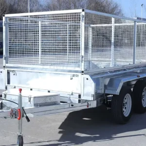 Compact Double Axle Farm Container Tipper Trailer with Steel Cage and Hydraulic Lift for Cargo and Utility Use