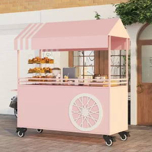 Compact Mobile Vending Unit Spacious Storage Canopy Top Coffee Shop Floral Store Food Trailer 120-180*60*190CM