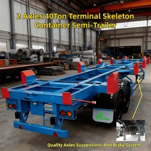 Container Shipping Skeleton Semi Truck Trailer Container Port Chassis Trailer 40ft Skeleton Semi Trailer