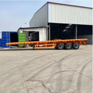 Container Transport Vehicle 40 Feet 50 Tons Flatbed Semi Trailer 3 Axle Flatbed Truck Trailer