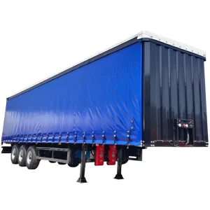 Curtain Side Semi Trailer 3 Axle Heavy Duty Freight Truck With Double Decker Loading System Installed