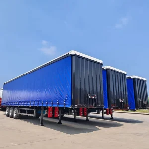 Curtain Side Truck Trailer 3 Axle Utility Cargo Vehicle with Sliding Curtain and Rear Door Access