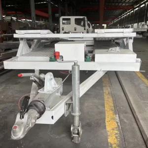 Custom 2-Axle Carrier Trailer for 2 Cars Transport High Steel and Aluminum Structure 4 Steel Tires Brake Traction Hook Outrigger