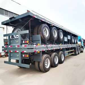 Custom 3 Axles 4 Axles 40ft 48ft 53ft 60ft Container Flat Bed Flatbed Semi Trailer for Rwanda Truck Trailer Semi-Trailer