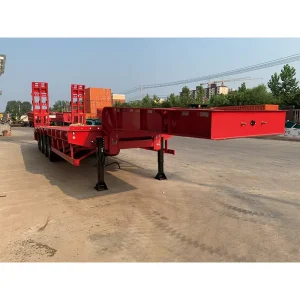 Custom 4 Axle 100T Steel Lowboy Heavy Duty Cargo Semi Trailer for Tractor