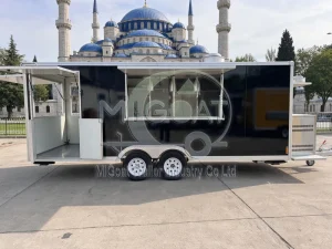 Custom Black Double Axle Concession Food Truck Trailer With Full Stainless Kitchen for Outdoor Large Fair Catering Business