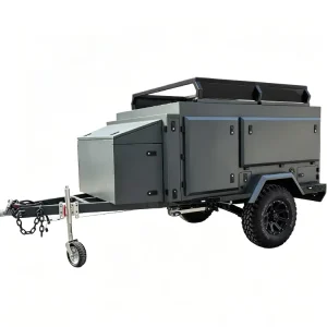 Custom Camper Trailer Aluminous Galvanized Steel Electric Brake Independent Suspension Single Axle 1000kg Capacity Remote