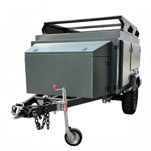 Custom Camper Trailer with Single Axle Off Road Wheels Powder Coating for Outdoor Off Grid Overland Camping Use