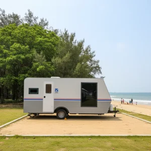 Custom Campsite Caravane Camping RVs and Campers Van Luxury Travel Trailer with Independent Living Room Bedroom Bathroom