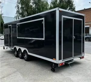 Custom Fiberglass Aluminum Mobile Food Beverage Ice Cream Fast Food Trailer Triple Axle Rust Resistant Flexible Layout