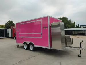 Custom Fully Equipped Commercial Catering Stainless Steel 4 Wheel Rust Resistant Fast Food Truck Snack Food Trailer Hotdogs