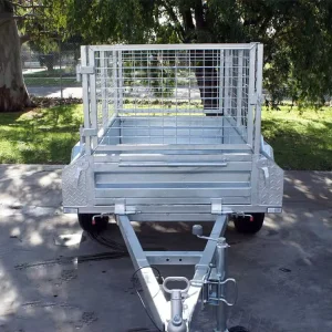 Custom High-Performance Single Axle Cargo Utility Box Trailer Hot Dip Galvanized Powder Coating Mesh Cage Ramp Utility Use